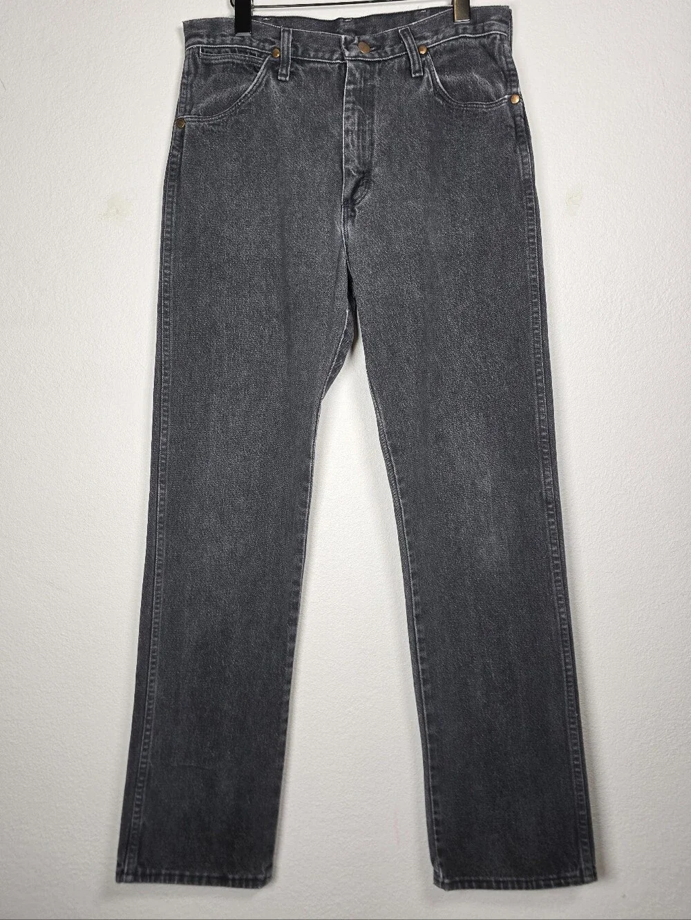 Vintage Wrangler 13MWZ Black Jeans Made in USA Cowboy Cut Mens Tag 35x34 Fits 33